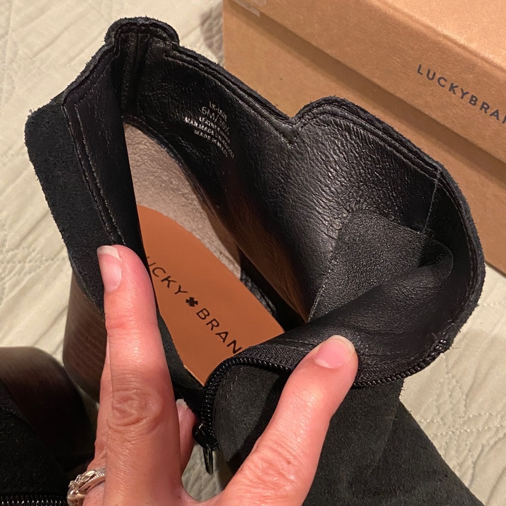 NWT, Lucky Brand Suede Black Ankle Boots - Picture 11 of 13